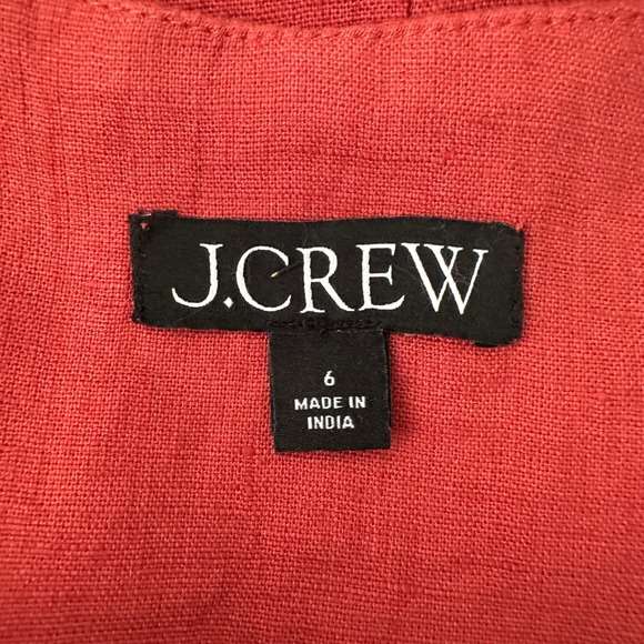 J. Crew Crewneck Vest Linen Burnt Orange Red Button Sown Size 6 - Picture 9 of 11